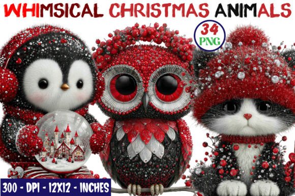 Download Whimsical Christmas Animals Clipart - Premium Resources