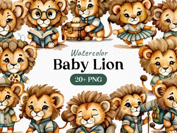 Download Watercolor Bundle Baby Lion Clipart PNG - Lion clipart Collection