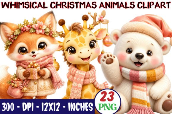 Download Whimsical Christmas Animals Clipart - Premium Resources