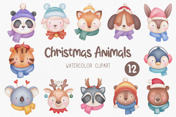 Download Cute Christmas Animals Clipart - Premium Bundle