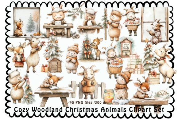 Download Cozy Woodland Christmas Animals Clipart - Christmas animals Collection